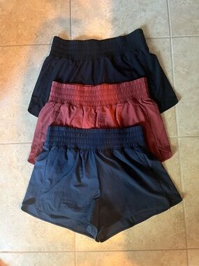 Old Navy Women's Athletic Shorts Trio - Black, Maroon, Navy